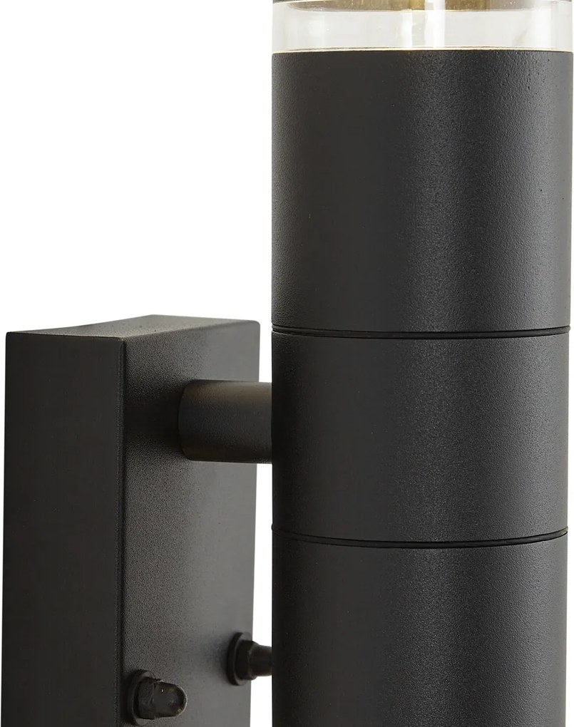 Modern fekete kültéri fali lámpa 2 égős IP44 mozgásérzékelővel - Dubbla