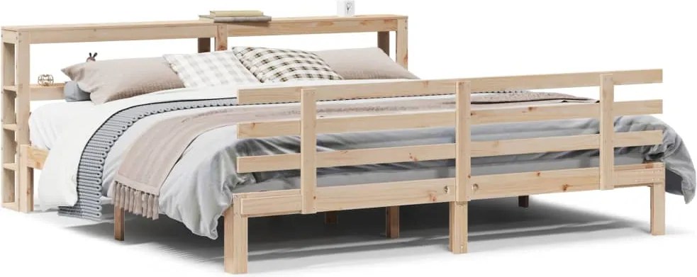 vidaXL tömör fenyőfa ágykeret fejtámlával 200 x 200 cm