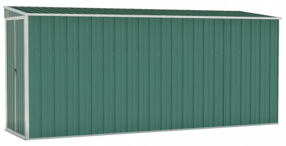 zöld acél falhoz erősíthető kerti fészer 118 x 382 x 178 cm