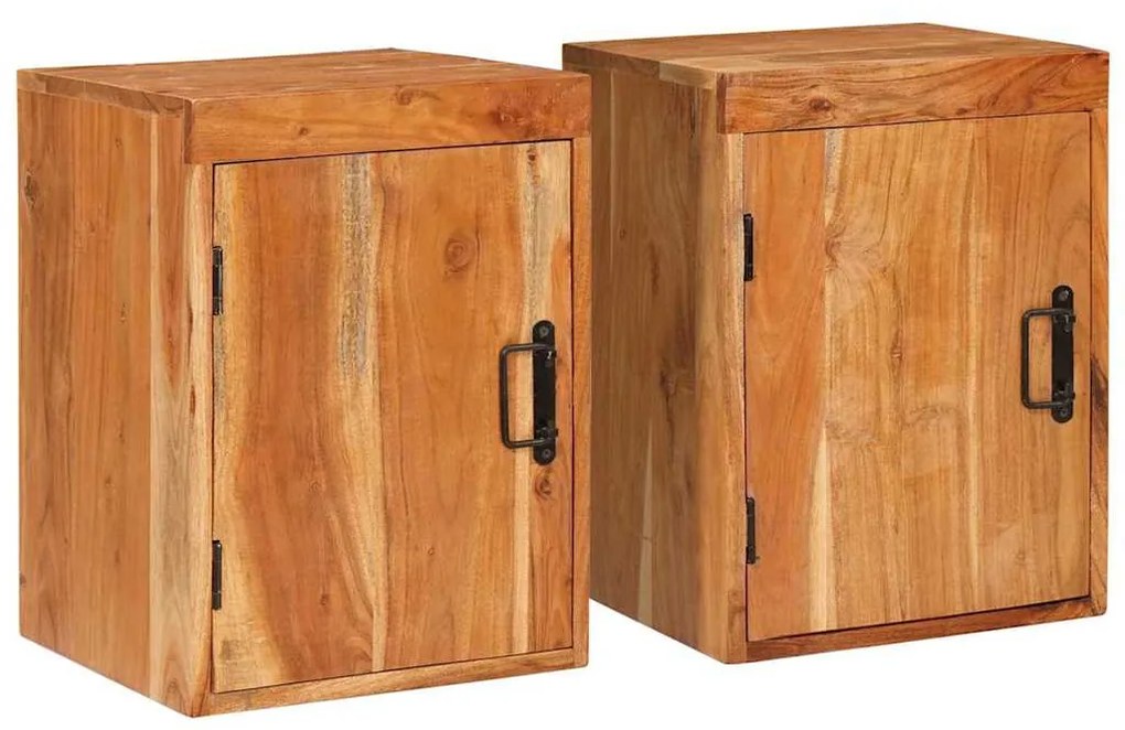 Éjjeli asztal 2 pcs Barna 35 x 33 x 48 cm Tömör Fa Akácia