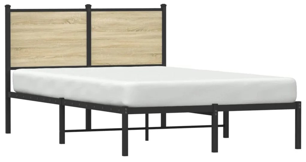 sonoma tölgy színű fém ágykeret matrac nélkül 120 x 200 cm