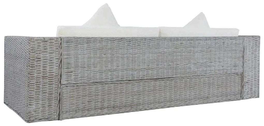 szürke 2 részes természetes rattan kanapészett párnákkal