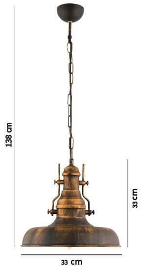 Csillár láncon 1xE27/40W/230V bronz