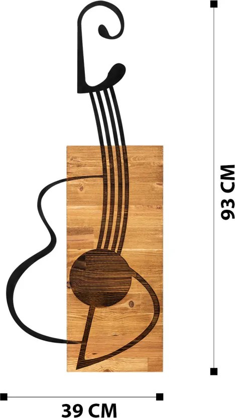 Gitar fém fali dekoráció, 39×93 cm