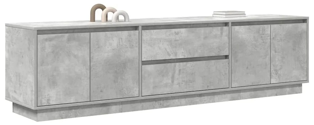 betonszürke TV-szekrény LED lámpákkal 193,5x41x50 cm