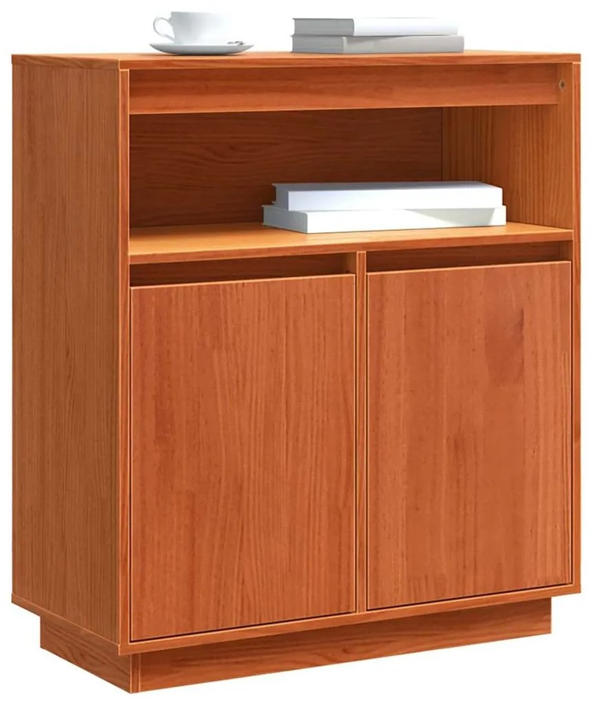 Széf Falra szerelhető Viaszbarna 70 x 34 x 80 cm Tömör fenyőfa