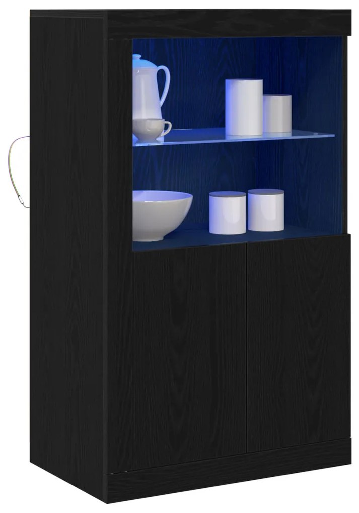 LED világítással ellátott fekete tölgyelő szekrény 60,5x37x100 cm