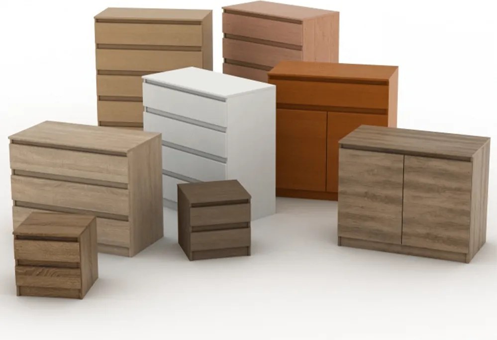 2 ajtós komód 4 fiókkal, tölgy sonoma, HANY NEW 010