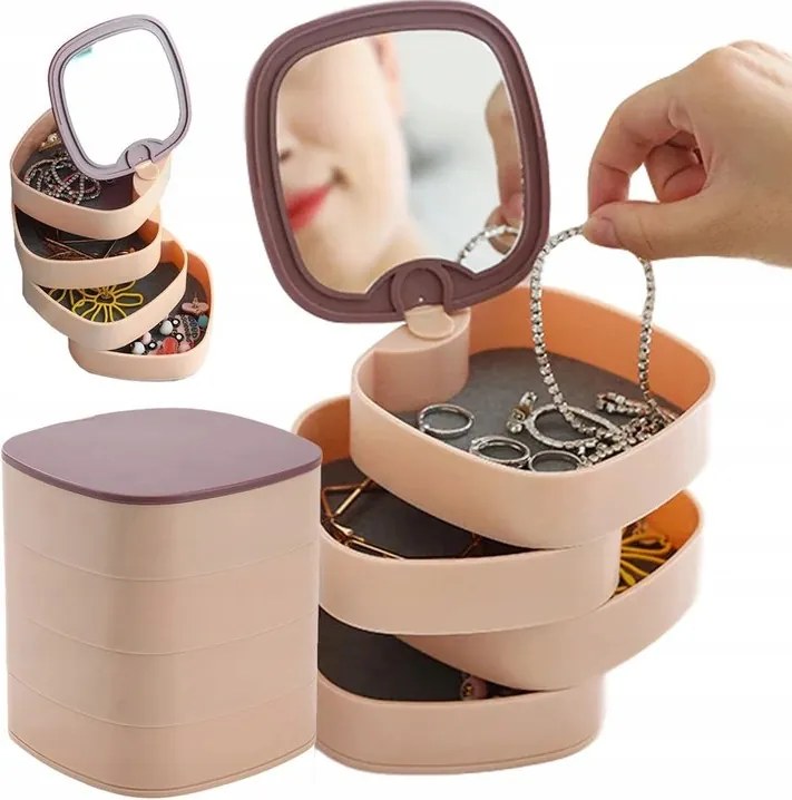 Verk 24054 Négyszintes forgó ékszerdoboz tükörrel