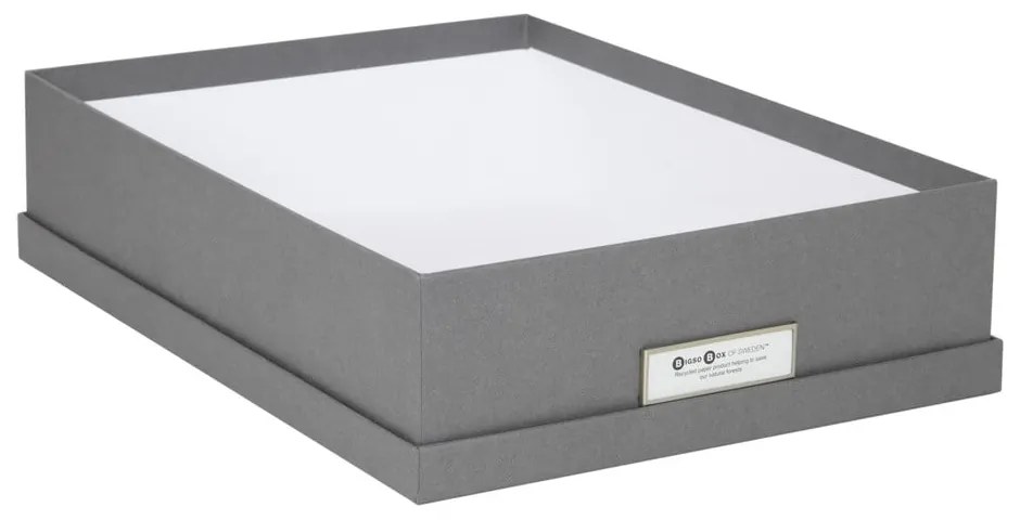Oskar szürke irattartó doboz címkével, A4 - Bigso Box of Sweden
