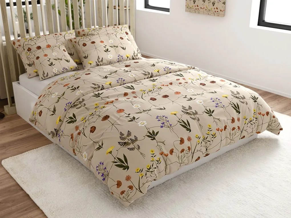 Krepp ágynemű HERBAR BLEND bézs Ágyneműhuzat mérete: 70 x 90 cm | 140 x 200 cm