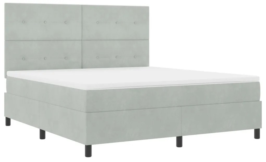 Boxspring Ágy Matracot tartalmazó Világosszürke Szuper King Bársonyos