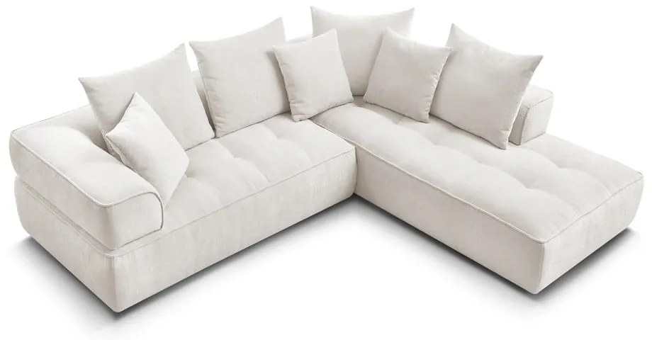 Bézs zsenília sarokkanapé (jobb oldali-L alakú) Whesley – Bobochic Paris