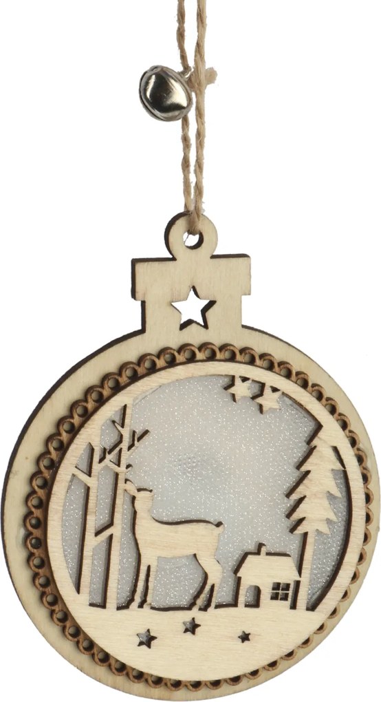 Fa Led Dekoráció Bomba Alakú 11x10.5 cm Karácsonyi Dekoráció