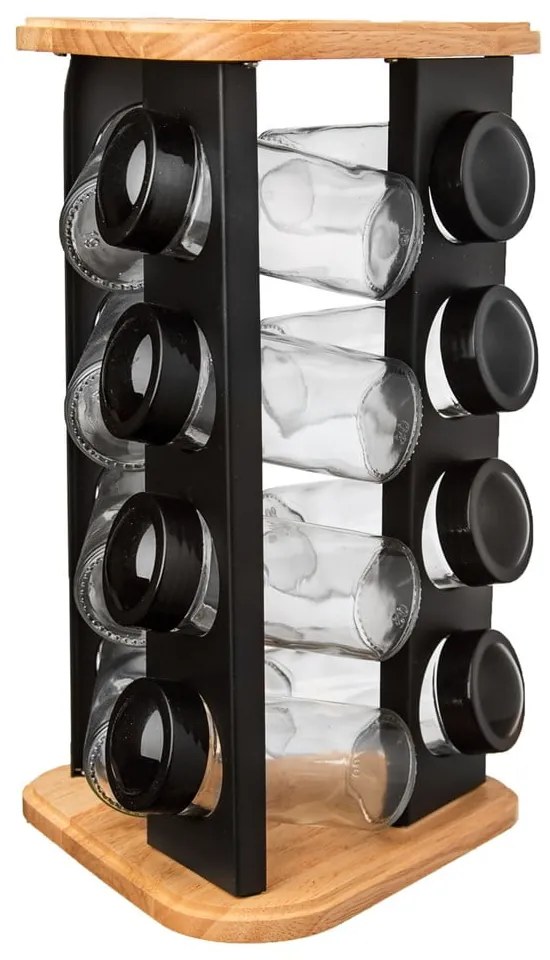 Fűszertartó készlet 12 db-os állvánnyal Black – Orion