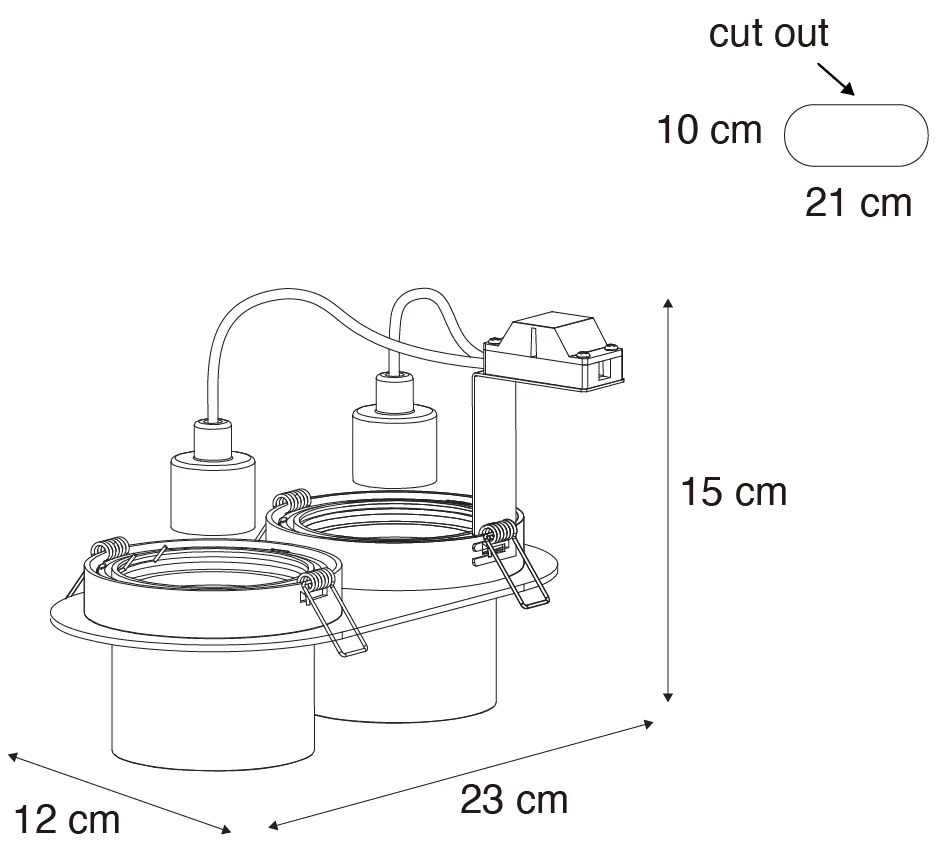 6 darabos süllyesztett spotlámpa készlet fegyverszürke GU10 70mm dönthető 2-lámpás - Installa