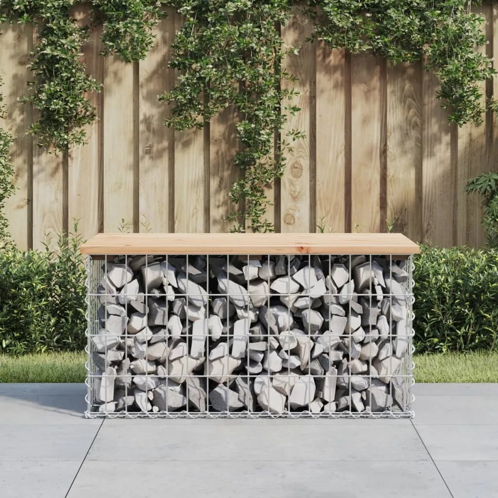 vidaXL tömör fenyőfa gabion kerti pad 83x44x42 cm