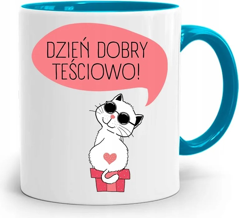 Kék Bögre Anyósnak Jó Reggelt Anyós! fényképes nyomattal