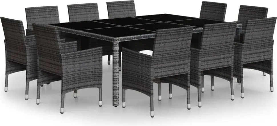 vidaXL 11 részes szürke polyrattan kerti étkezőgarnitúra