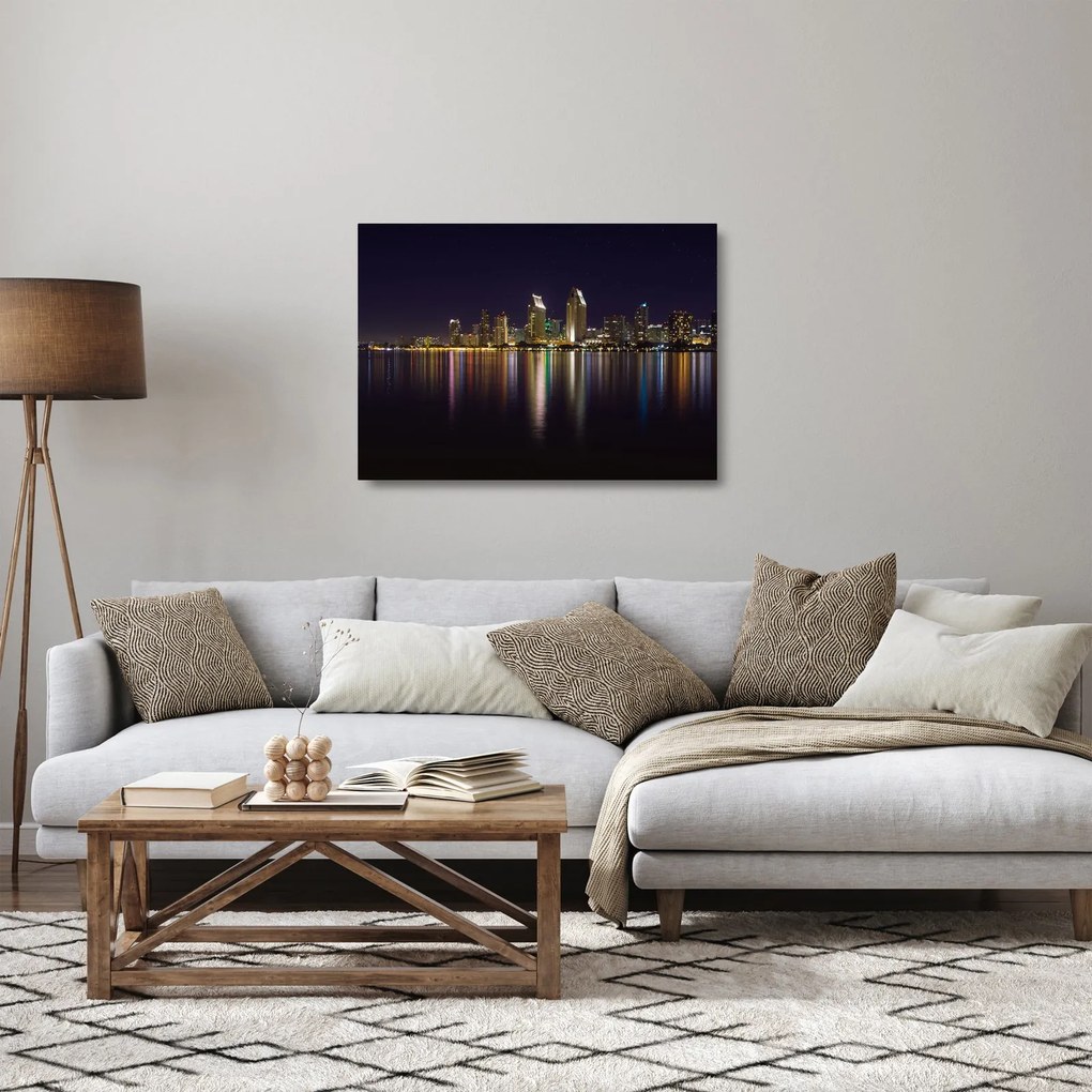 Éjszakai város képe (üvegen) (70x50 cm)