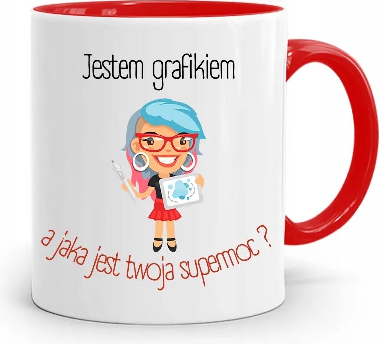 Piros Bögre Grafikusnak Én Vagyok A Grafikus A fényképes nyomtatással
