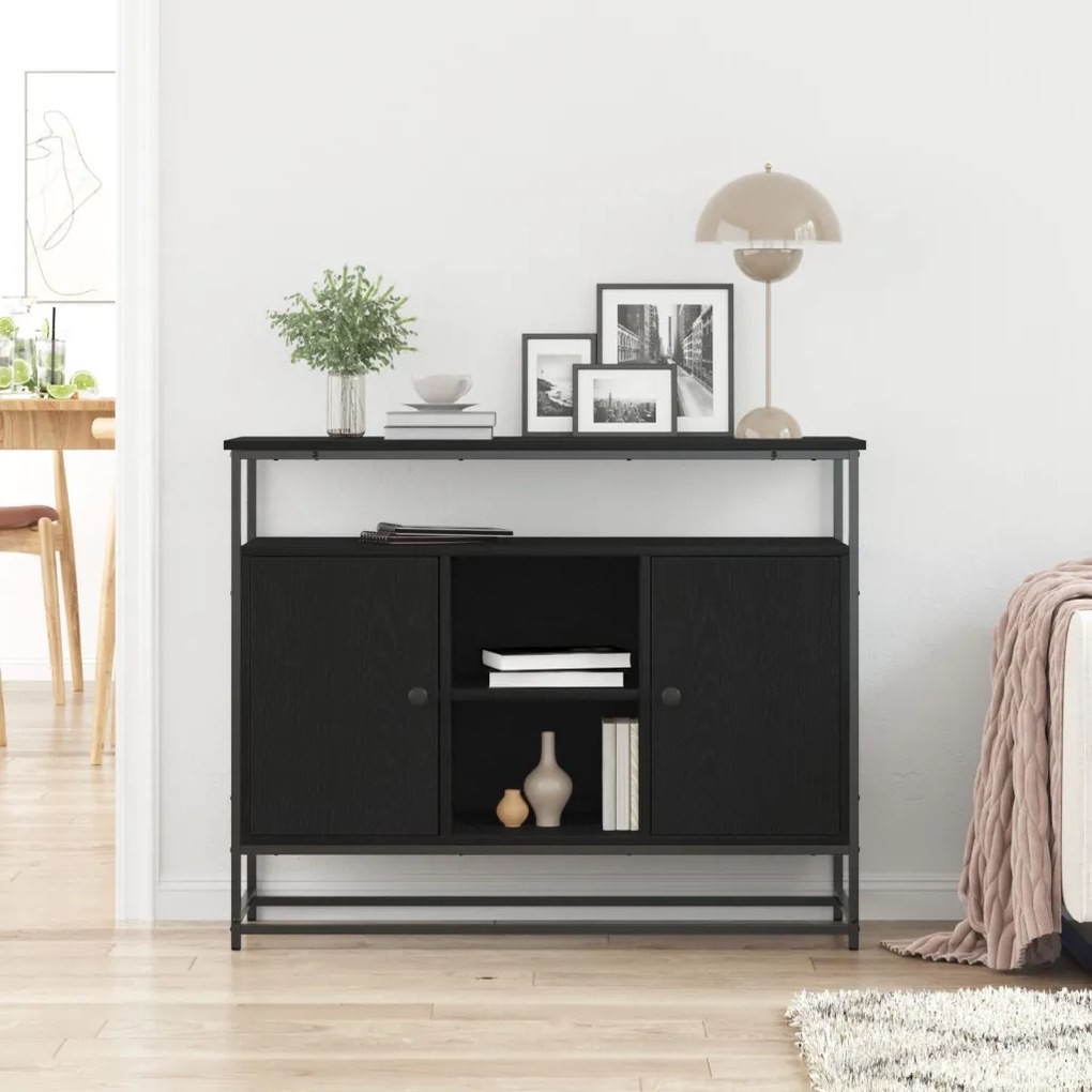 Fekete tölgy oldalszekrény 100x35x80 cm Műszaki fa és Acél