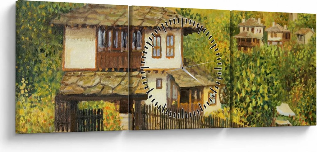 Kép - Házak nyáron (órával) (90x30 cm)