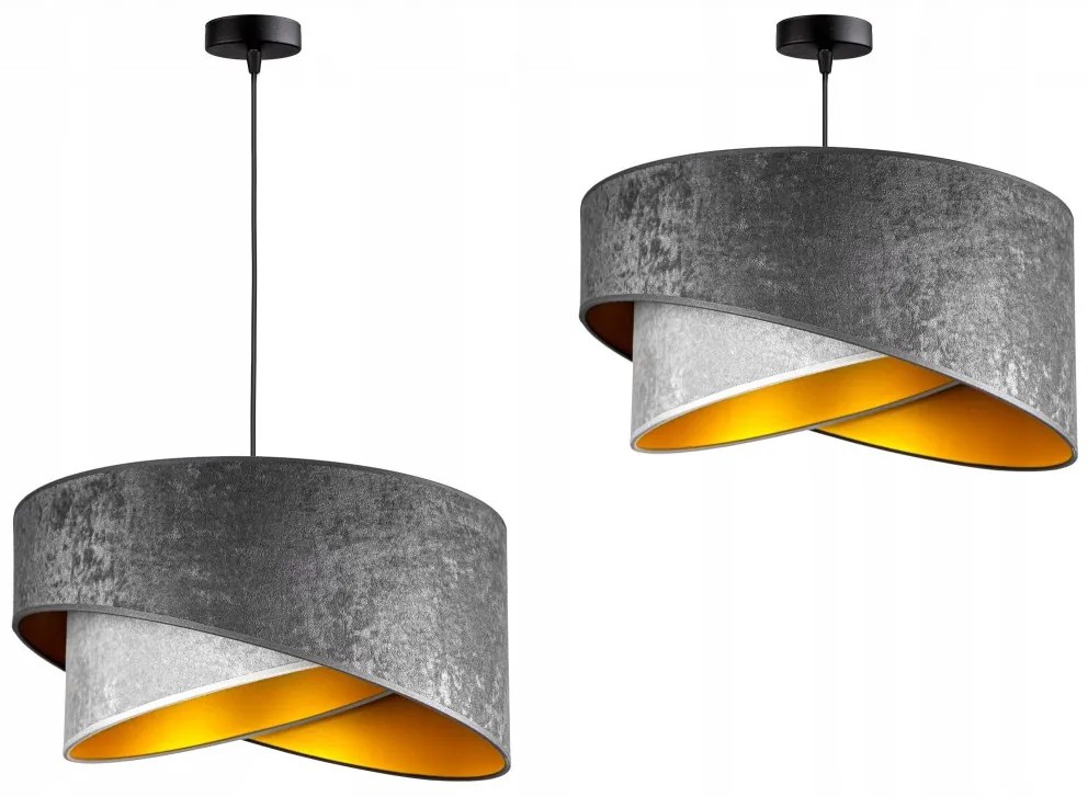 Duo szürke textil búrás függőlámpa Glimex Abazur Premium 1xE27 GA0119