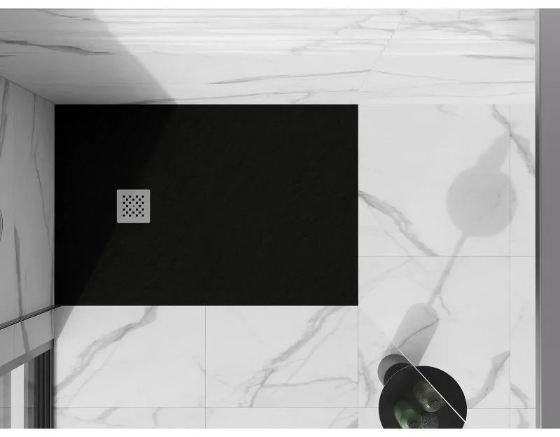 Mexen Stone+, téglalap alakú kád ásványi kompozitból 140 x 80 cm, fekete matt, 44708014