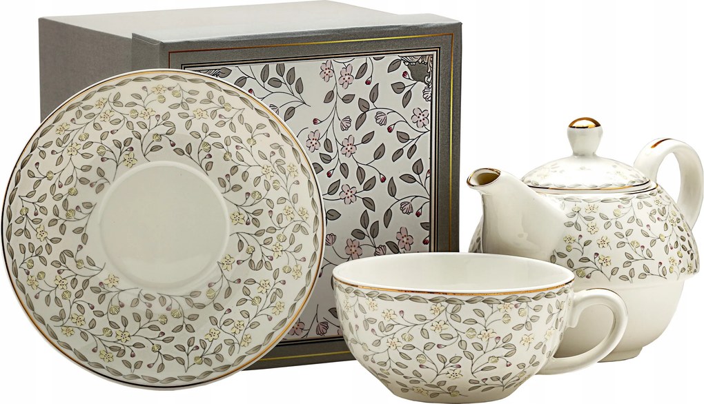 Tea for One Teáskészlet 450/250 ml finom virágmintával