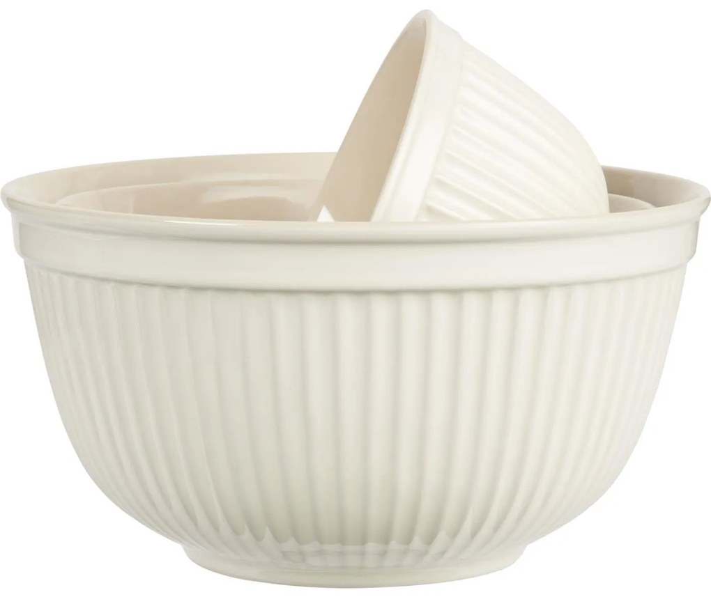 IB Laursen Tejszín színű kerámia tálak MYNTE BUTTER CREAM, 3 darabos készlet