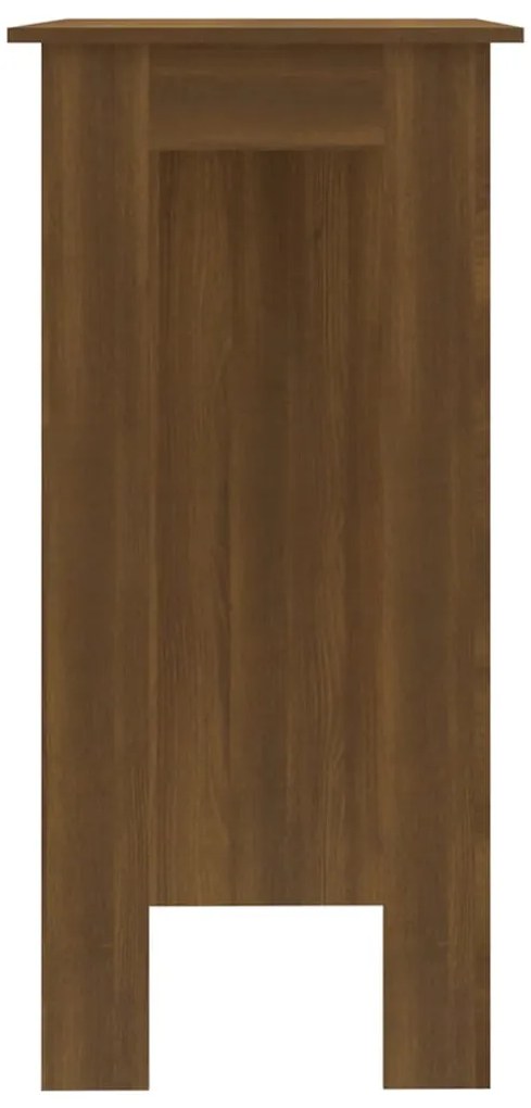 Barna tölgy színű szerelt fa bárasztal polccal 102x50x103,5 cm