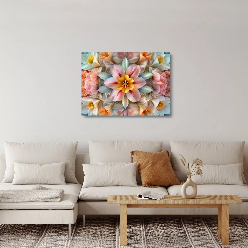 Üveg kép - Kaleidoszkópos virág (70x50 cm)