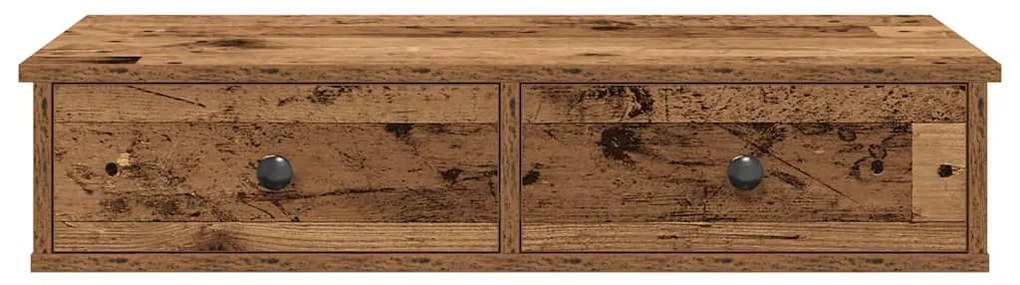 Falipolc fiókokkal régi fa 80x31x17 cm műszaki fa
