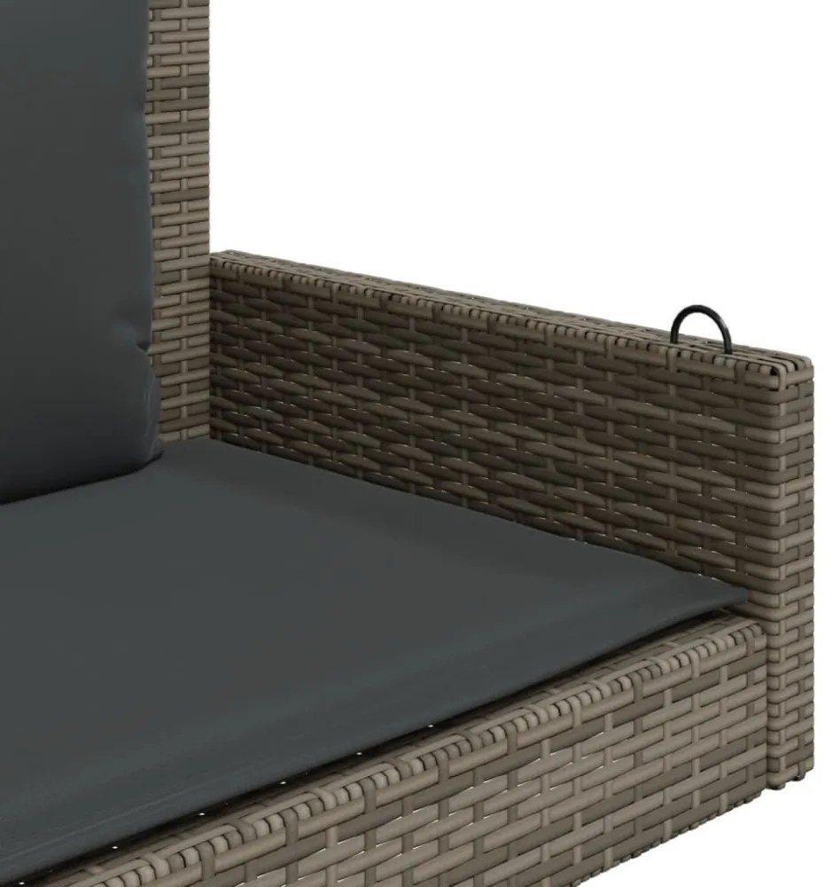 szürke polyrattan hintapad párnákkal 119x56x48 cm