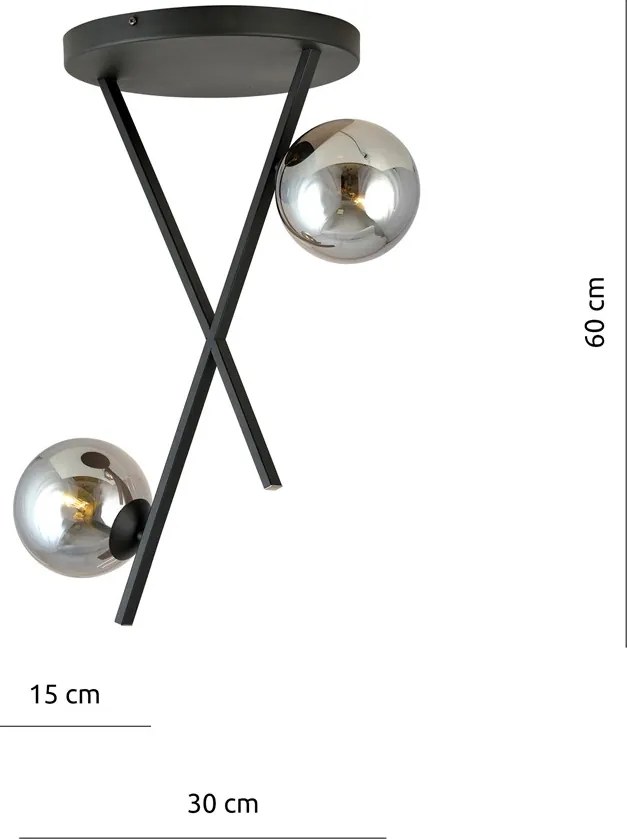 Emibig modern mennyezeti lámpa river fekete grafit emi1196/2