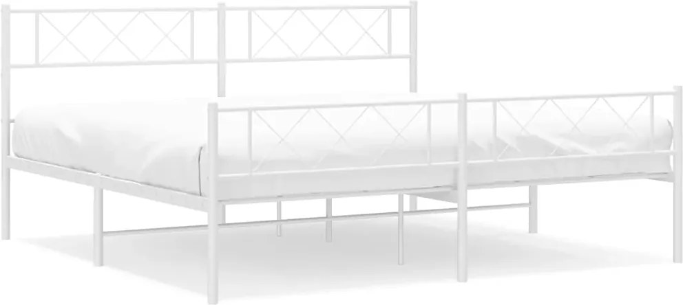 vidaXL fehér fém ágykeret fej- és lábtámlával 183 x 213 cm