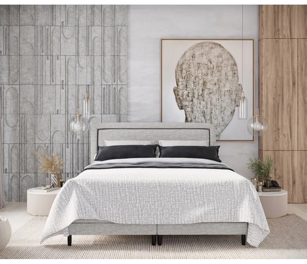 Világosszürke boxspring ágy 160x200 cm Dove – Maison de Rêve