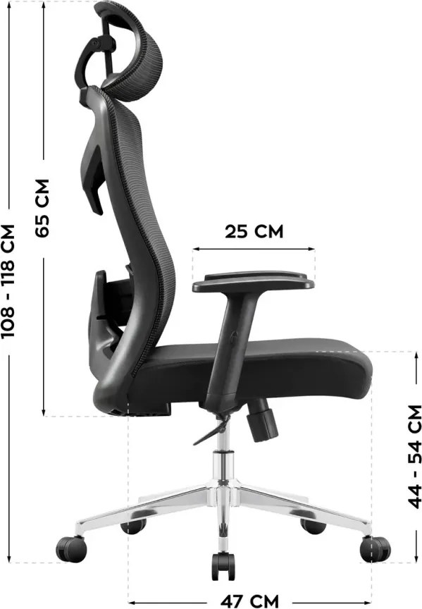 Ergonomikus irodai forgószék, deréktámasszal, 2D háttámla hálós anyaggal, fekete
