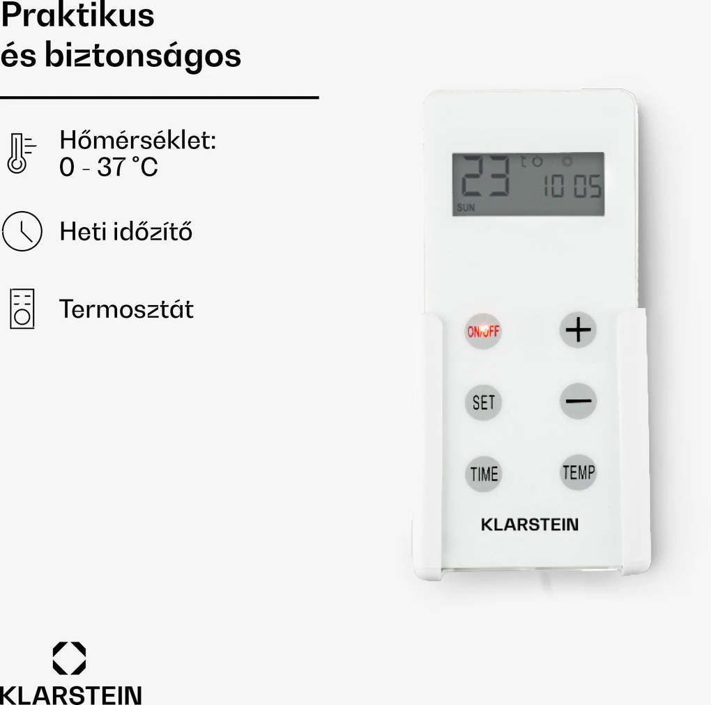 Klarstein Wonderwall 60, Infravörös hősugárzó, 60 x 100 cm, 600 W, heti időzítő, IP24