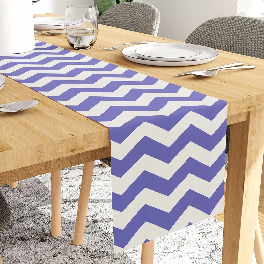 Dekorációs asztalterítő pamut fehér-lila 32x244cm