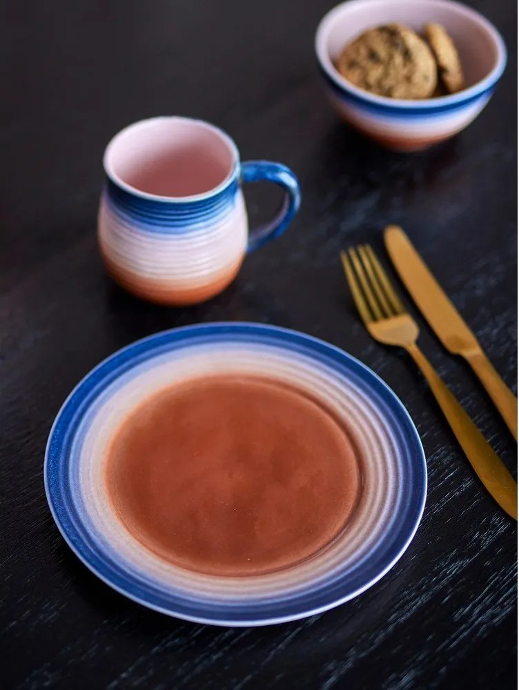 Kék-narancssárga kőedény desszertes tányér készlet 4 db-os ø 20,5 cm Tatum – Bloomingville