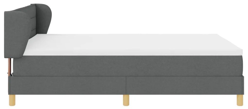 Boxspring Ágy Matrac Kivitel Sötétszürke 140x190 cm Szövet