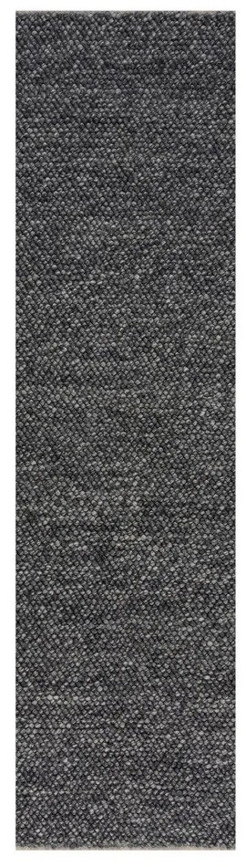 Sötétszürke kézi szövésű gyapjúkeverék futószőnyeg 60x230 cm Minerals – Flair Rugs