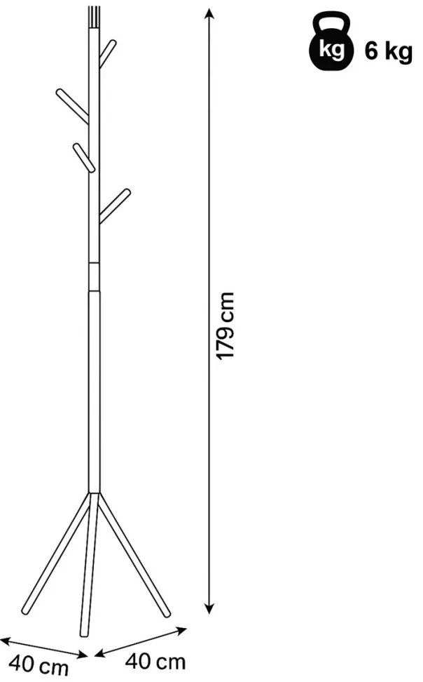 Modern Állófogas, magasság 179 cm, fém szerkezet, matt fehér lakk, teherbírás 6 kg