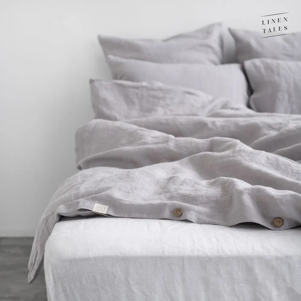 Világosszürke egyszemélyes len ágyneműhuzat 140x200 cm Light Grey – Linen Tales
