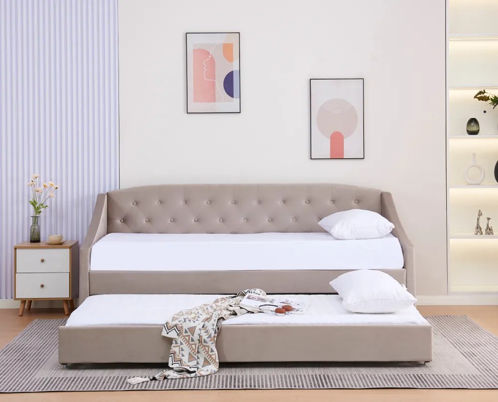 Kihúzható ágy, barnásszürke Taupe, ALODA