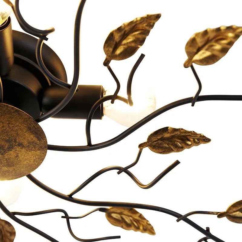 Okos mennyezeti lámpa fekete arannyal 80 cm 4-lámpás, 4 Wifi P45-tel - Foglie