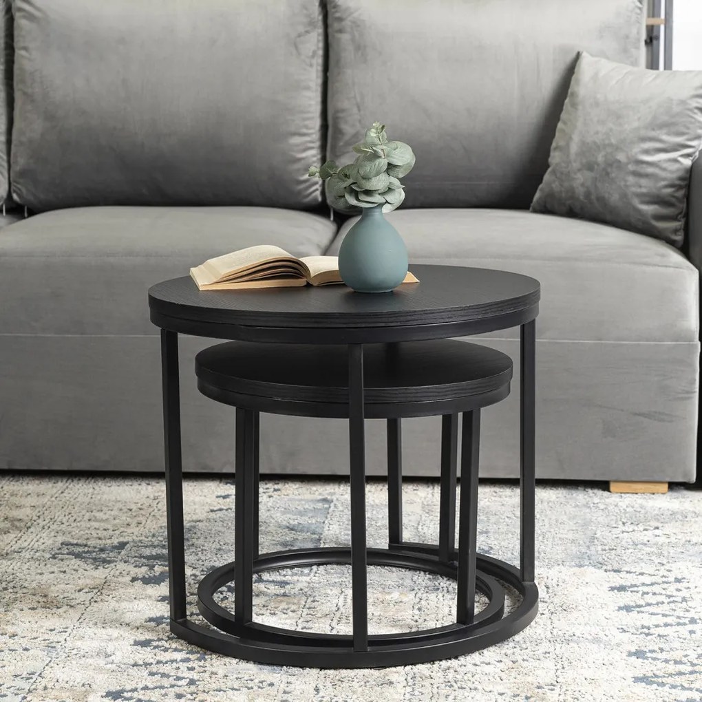 Dohányzóasztal szett fekete Színben. MANU