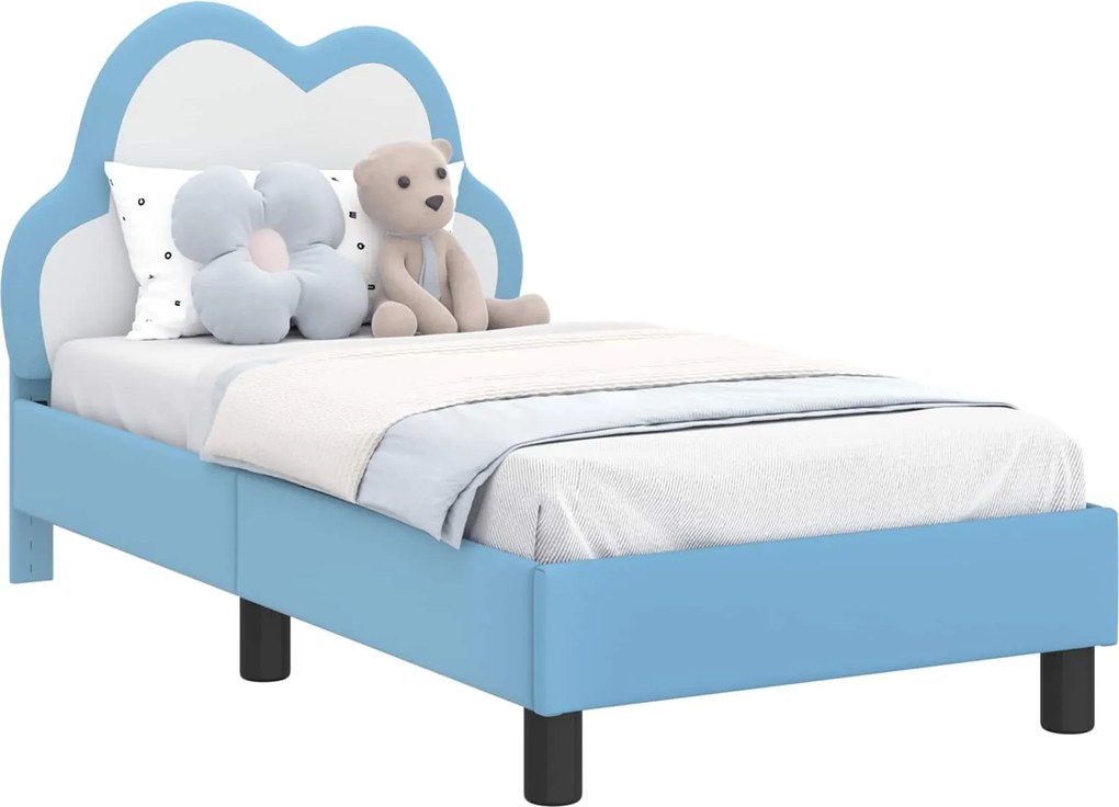 vidaXL Gyerekágy keret fejtámlával fejtámlával Kék 70 x 140 cm PU